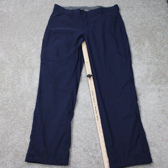 Eddie Bauer Pants Mens 38x32 Blue Fleece Lined Tech Nylon Stretch Cargo Pocket - Picture 3 of 14